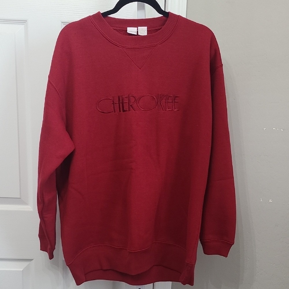 Cherokee Women Sweater‎ XL Red Crew Neck Vintage Embroidered Logo
